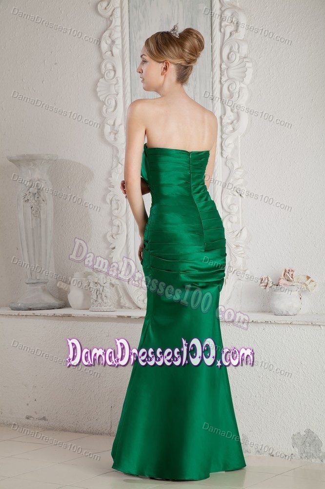 Mermaid Strapless Ruched Dresses For Damas in Dark Green