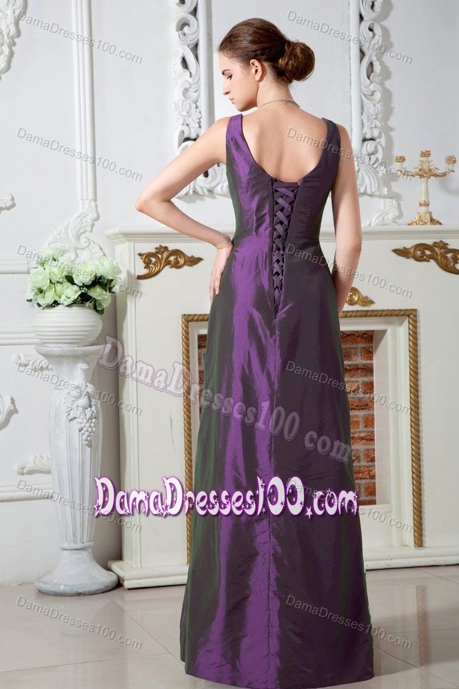 Purple Column V-neck Ruched 15 Dresses For Damas Floor-length
