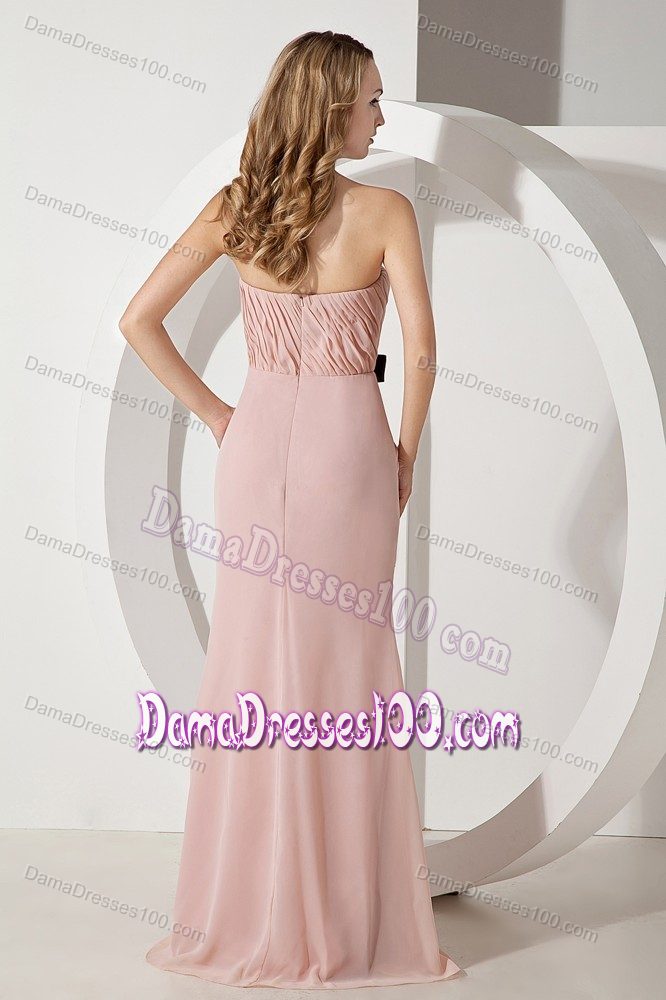 Column Strapless Brush Train 15 Dresses For Damas with Bowknot