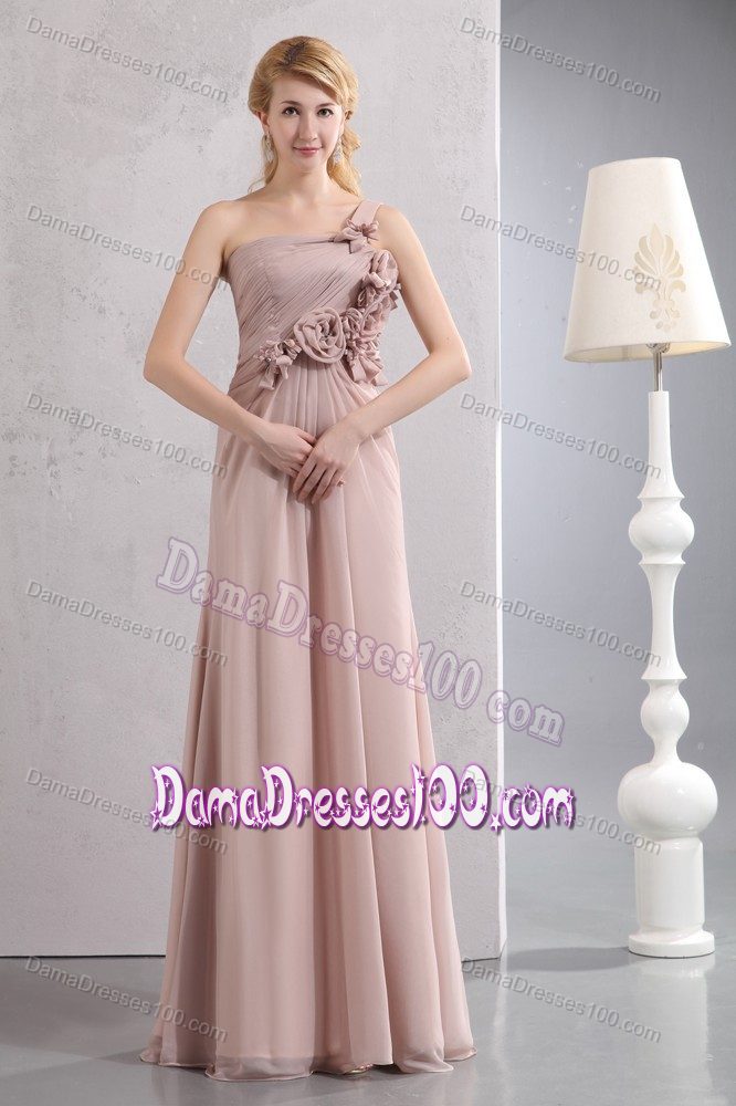 Empire Prom Dress For Dama One Shoulder Floor-length Pleated