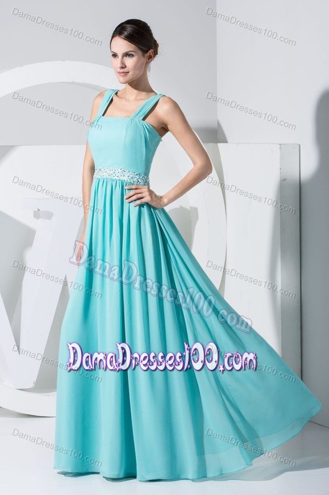 Mint Color Quince Dama Dresses with Beaded Belt Floor-length