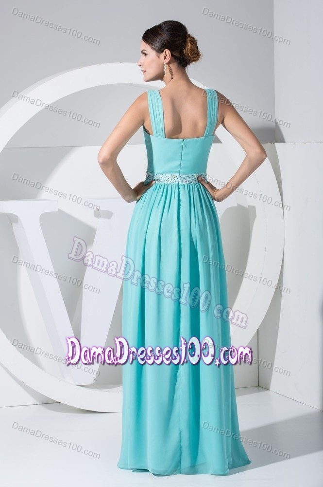 Mint Color Quince Dama Dresses with Beaded Belt Floor-length