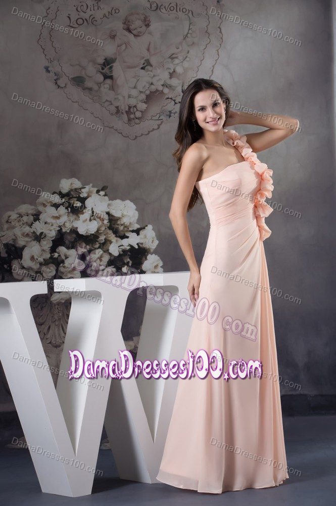 One Shoulder Long 15 Dresses For Damas with Handmade Flowers