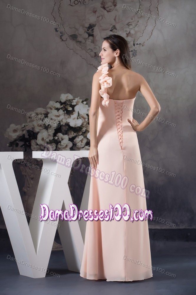 One Shoulder Long 15 Dresses For Damas with Handmade Flowers