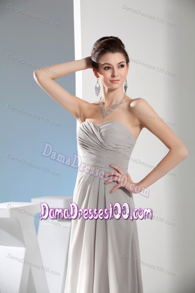 Gray Empire Sweetheart Ruching Bridesmaid Dama Dresses