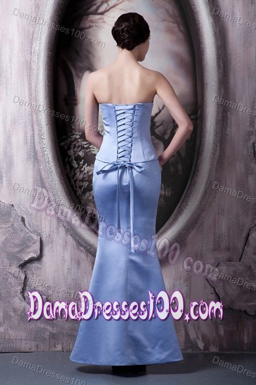Mermaid Strapless Lilac Ankle-length Quinceanera Damas Dresses
