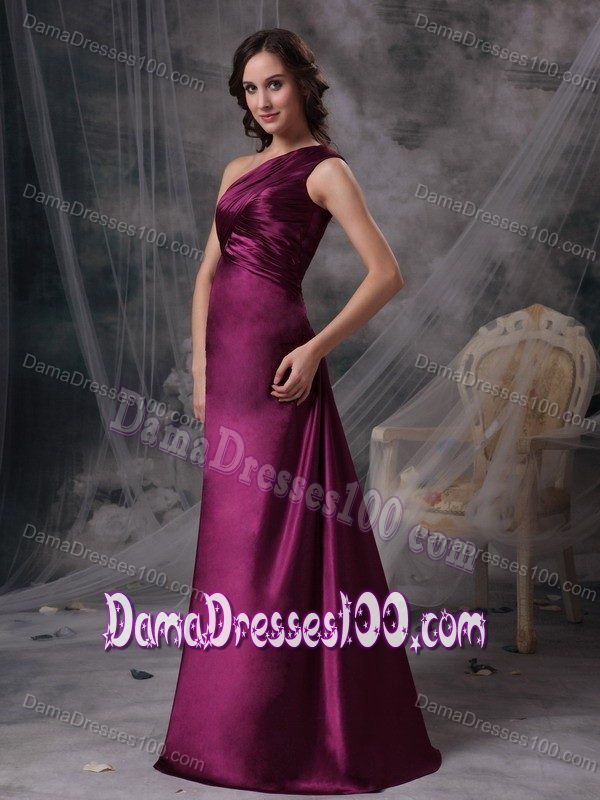 One Shoulder Purple Dama Dress For Quinceaneras Floor-length