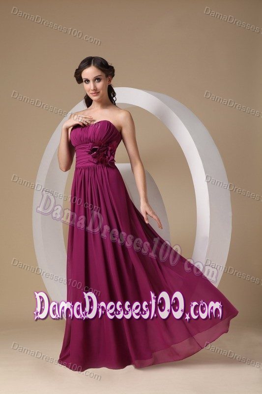 Ruching Strapless Burgundy Floor-length Quince Dama Dresses