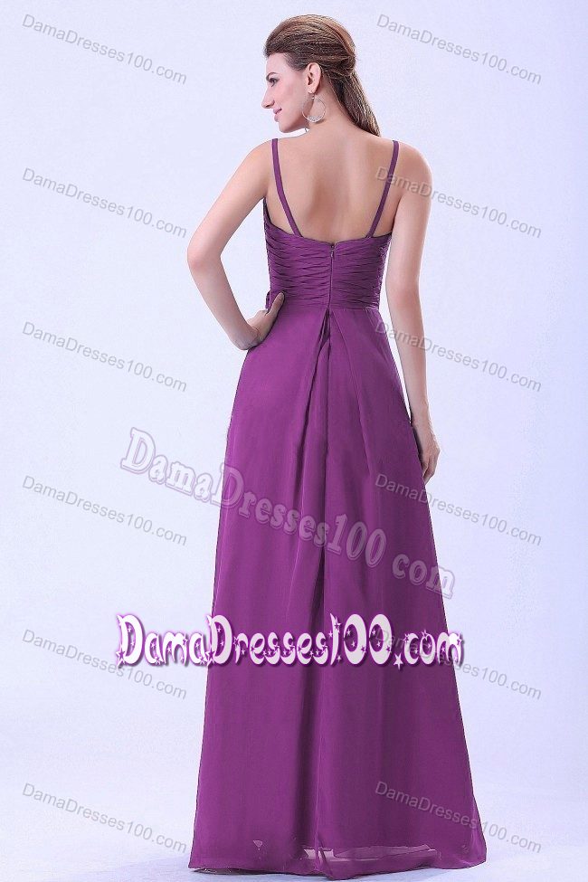 Spaghetti Straps Floor-length 15 Dresses For Damas in Purple