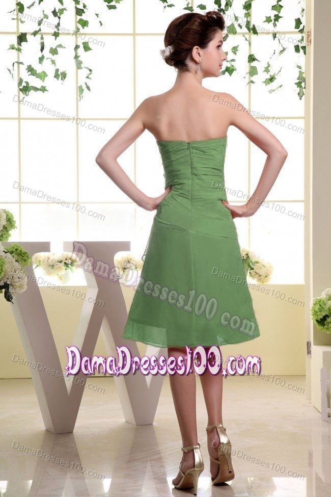 Green Sweetheart Dama Dress For Quinceaneras with Layered Ruffles