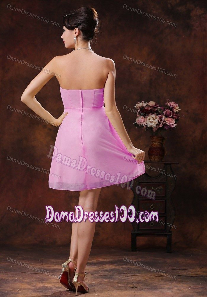 Mini-length Sweetheart Pink Dama Dress For Quinceaneras