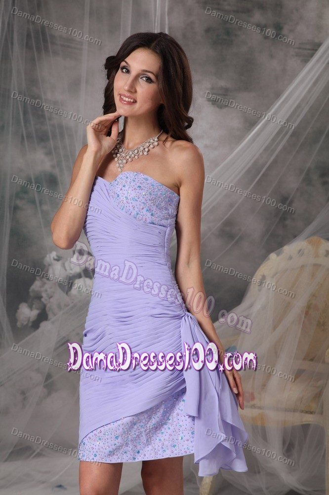Column Ruched Sweetheart Lavender Formal Dresses For Dama