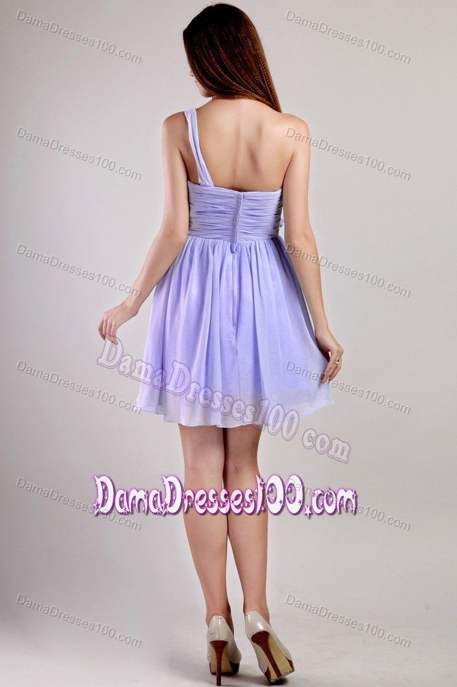 One Shoulder Mini-length Lavender Mini-length Dresses For Dama