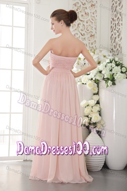 Sweetheart Hand Made Flowers Pink Side Zipper Dress for Damas