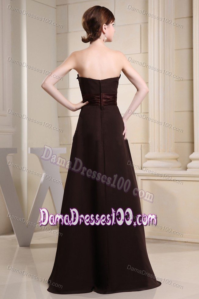 Hand Made Flowers Strapless Ruched Beading Long Dama Dresses