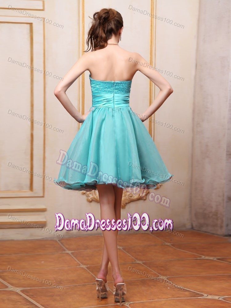 Organza Sweetheart Beading Hand Made Flowers Short Dama gown