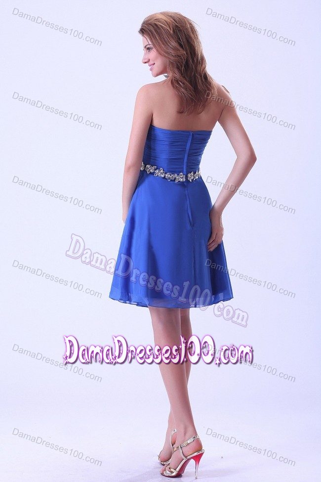 Sweetheart Ruched Royal Blue Chiffon Prom Dress for Dama