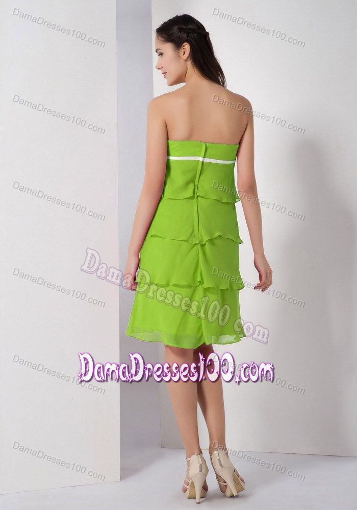 Yellow Green Prom Dresses for Dama Sweetheart Hand Made Flower