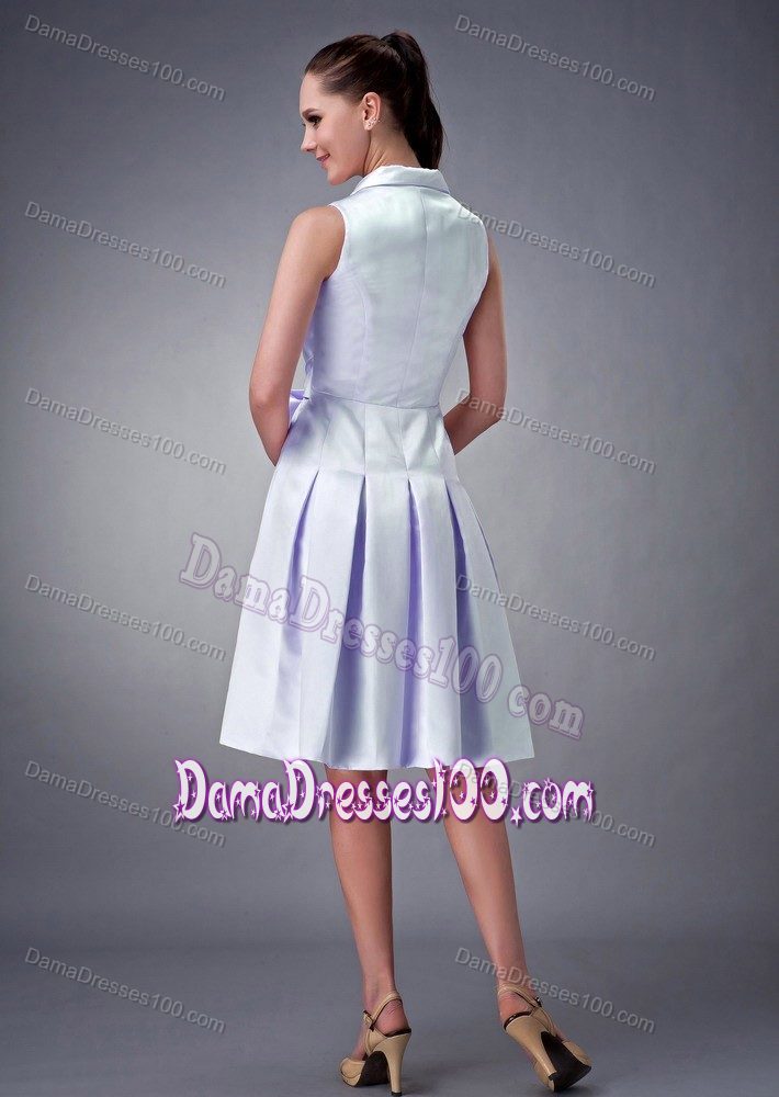 Lilac Princess V-neck with Collar Ruching and Bow 15 Dresses for Damas
