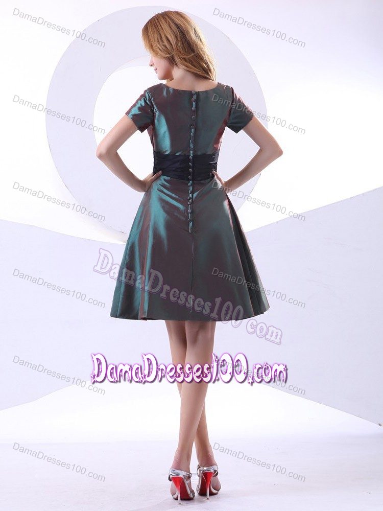 V-neck and Short Sleeves Dama Dress for Quinceaneras Design A-line