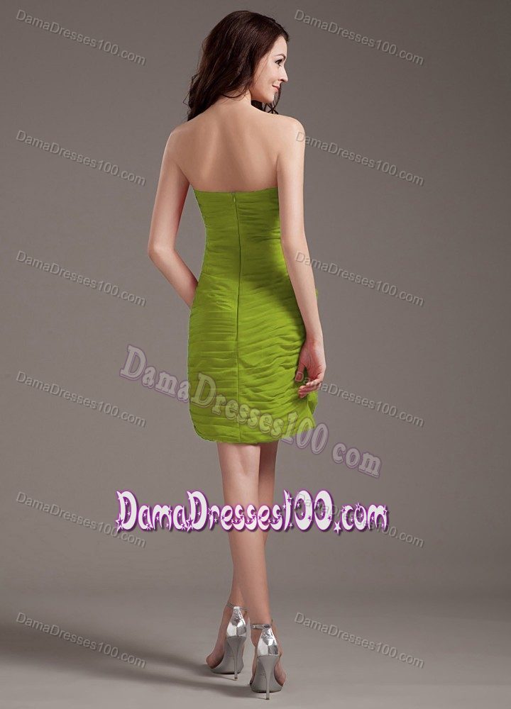 Beading Decorated Bodice Olive Green Mini Quinceanera Dama Dresses