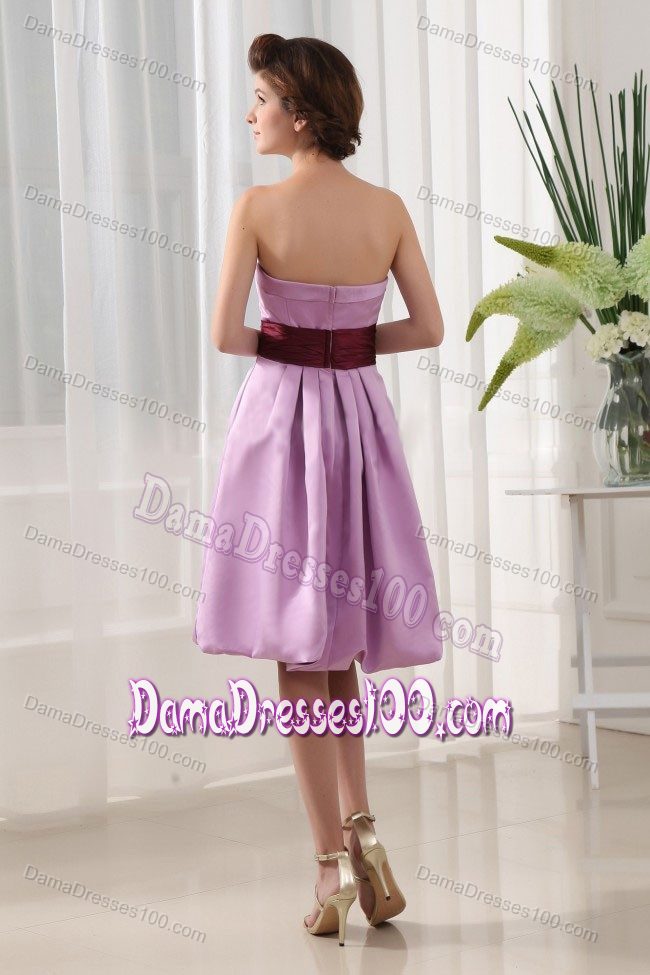 Wine Red Ribbons for Lavender Strapless A-Line Cocktail Dresses for Dama