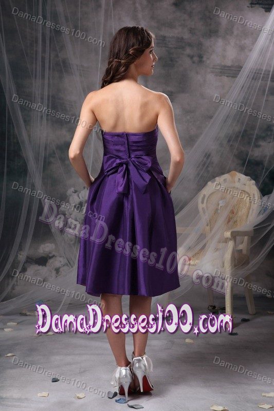 Purple Strapless Knee-length 2013 Party Dama Dresses Design in A-line