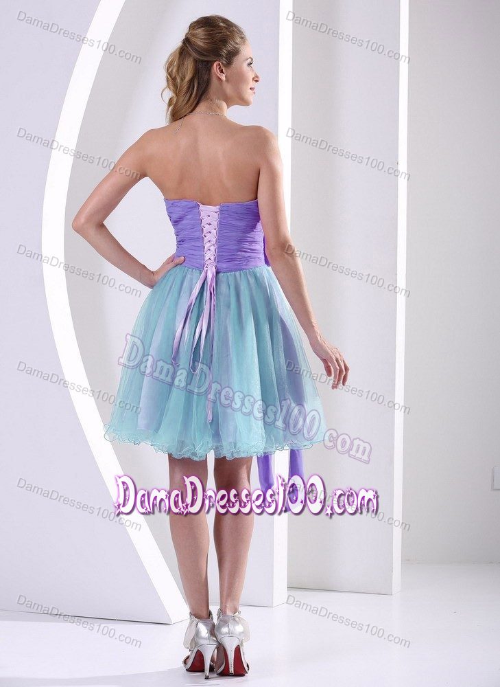 Beaded Decorated Sweetheart Multi-color Prom Dresses for Dama with Sash