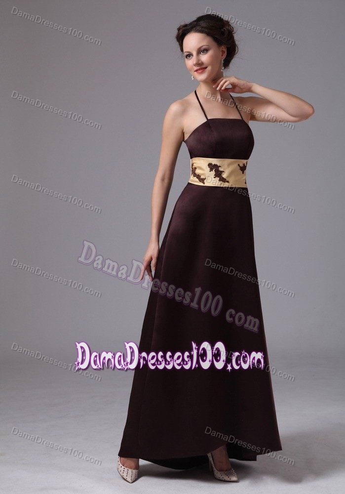 Gold Sash and Spaghetti Straps for Brown Belt with Appliques Dama Dress