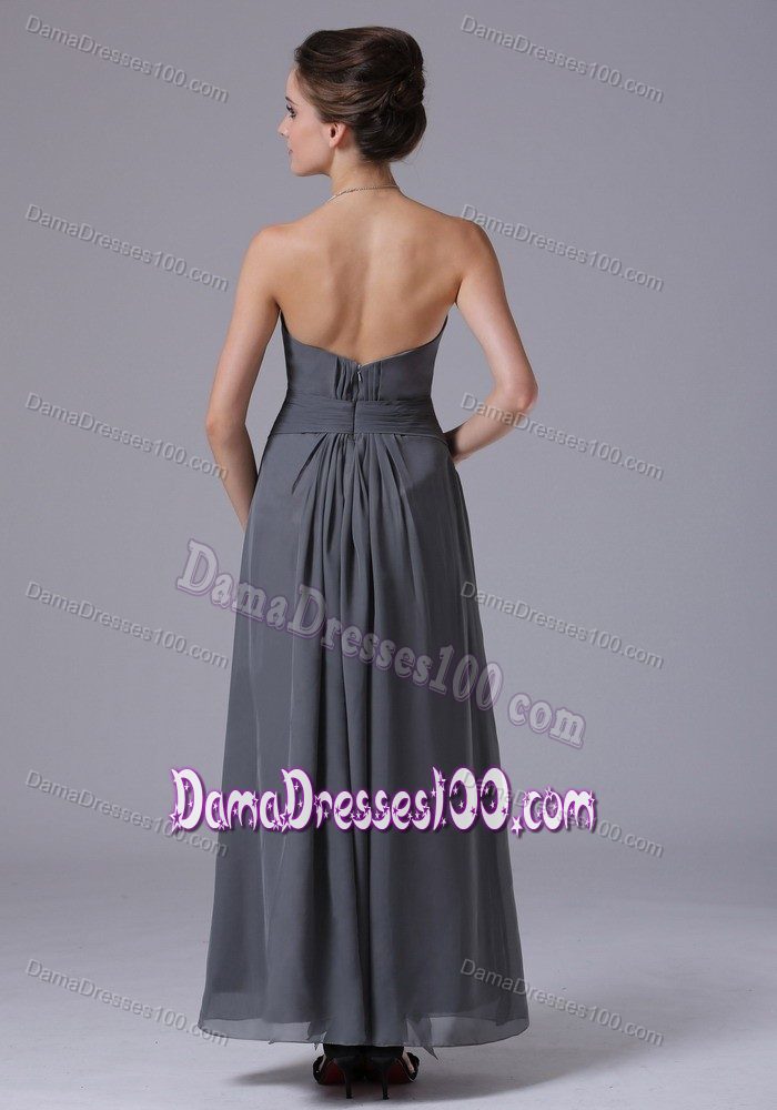 Grey Sweetheart and Ruching Sash 15 Dresses for Damas to Ankle-length