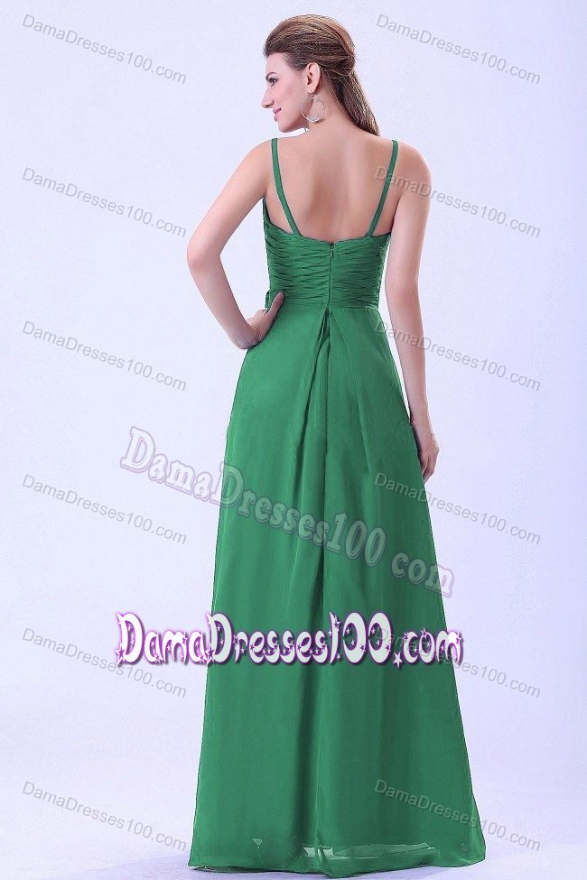 Green Handle Flower Dama Dress for Quince Embellished Spaghetti Straps
