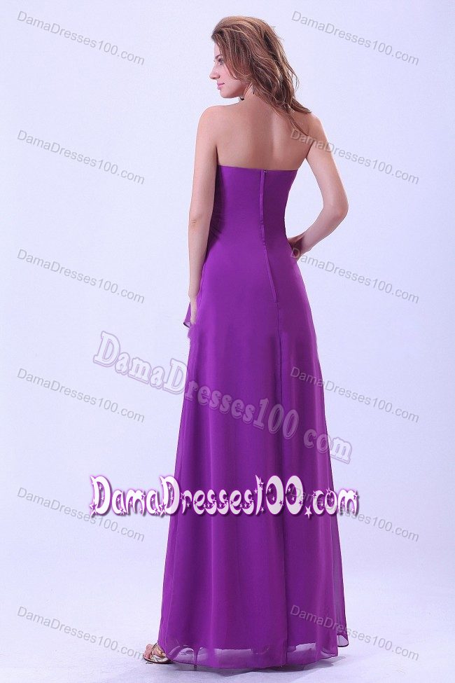 Dama Dress for Quinceaneras with Strapless and Floor-length in Purple