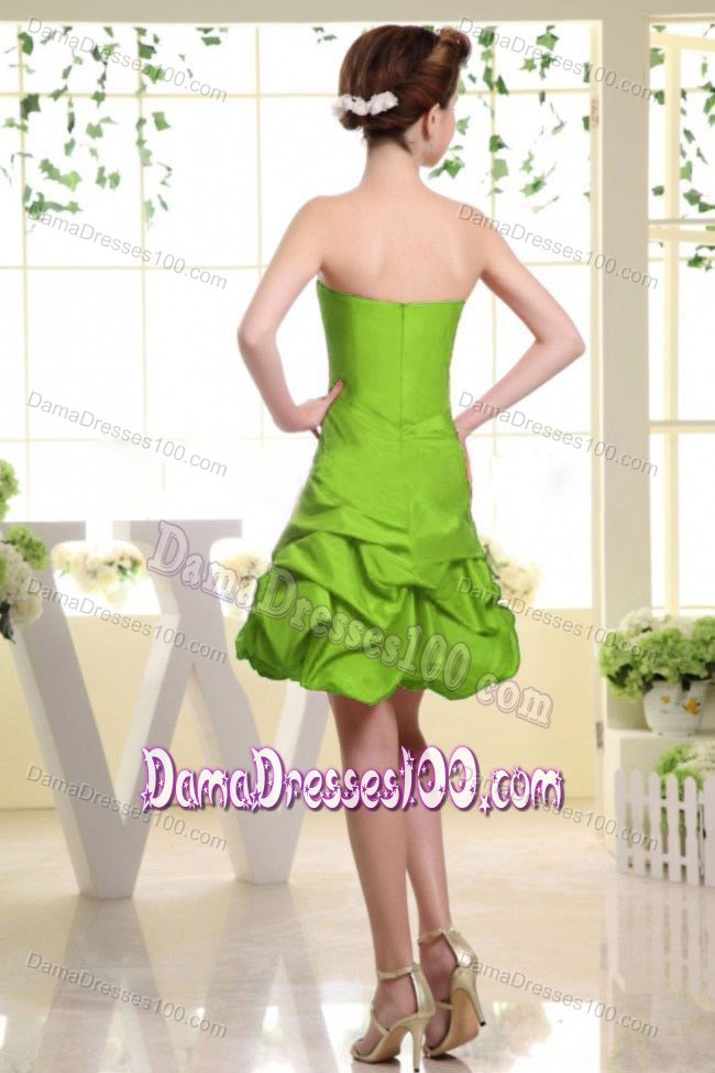Hand Made Flower for 15 Dresses for Damas with Pick-ups in Olive Green