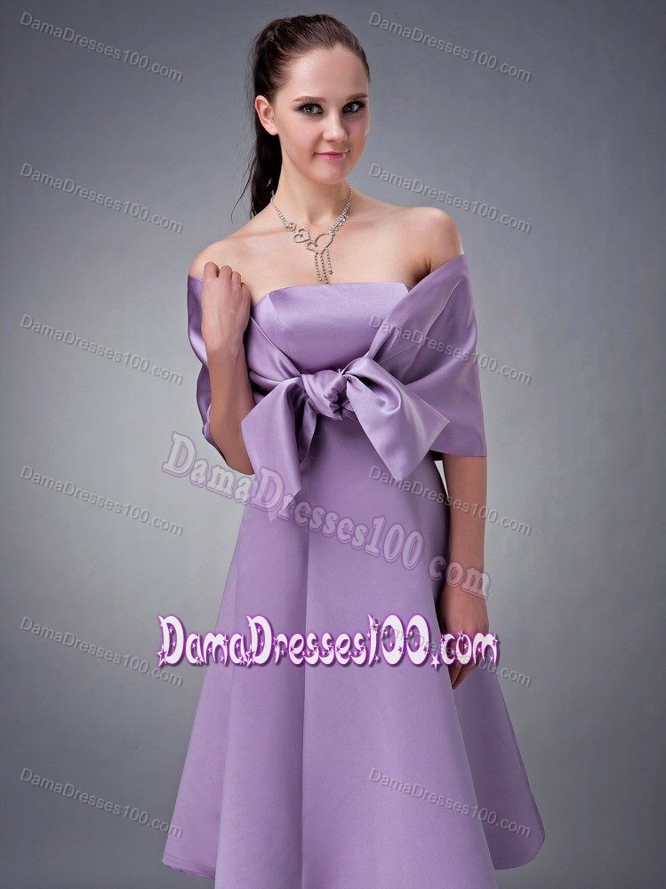 Lavender Tea-length and Shawl Quinceanera Damas Dresses in A-line