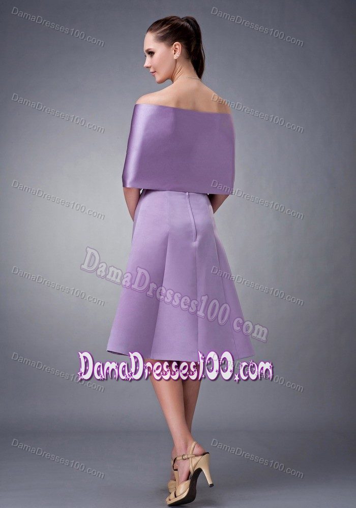 Lavender Tea-length and Shawl Quinceanera Damas Dresses in A-line