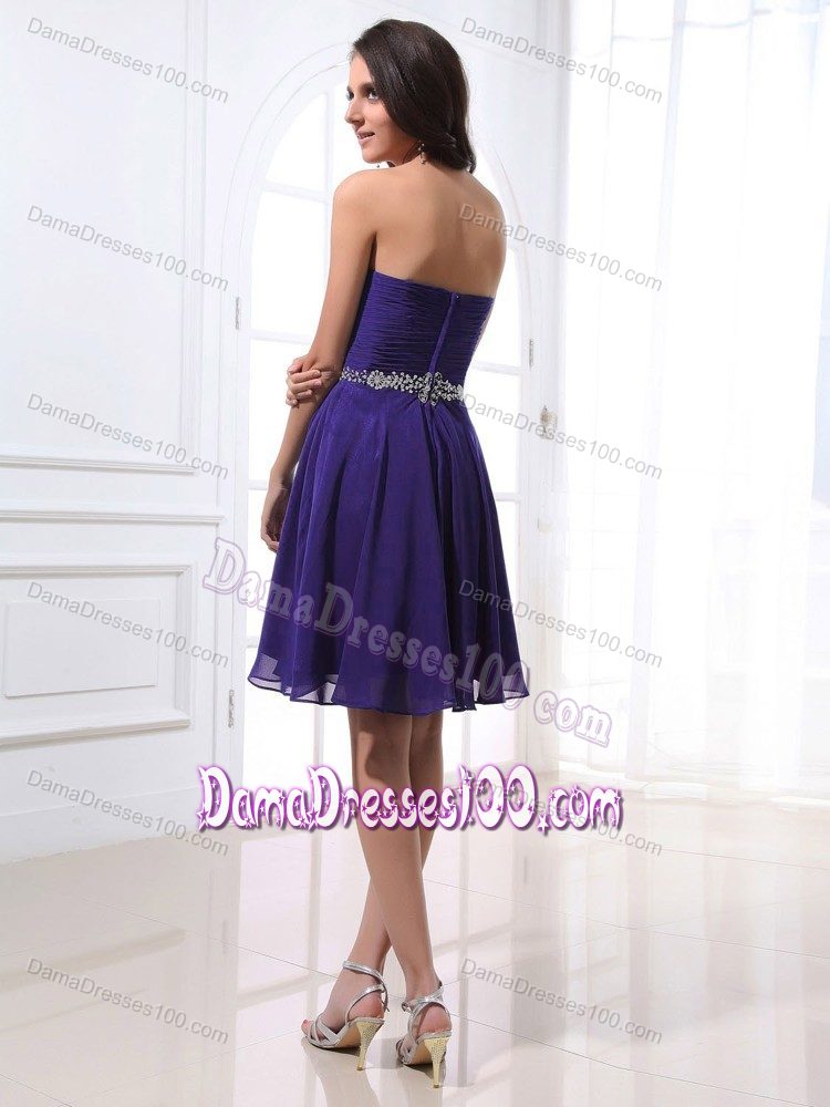 Sweetheart and Beading Appliques Sash Quinceanera Dama Dresses in Purple