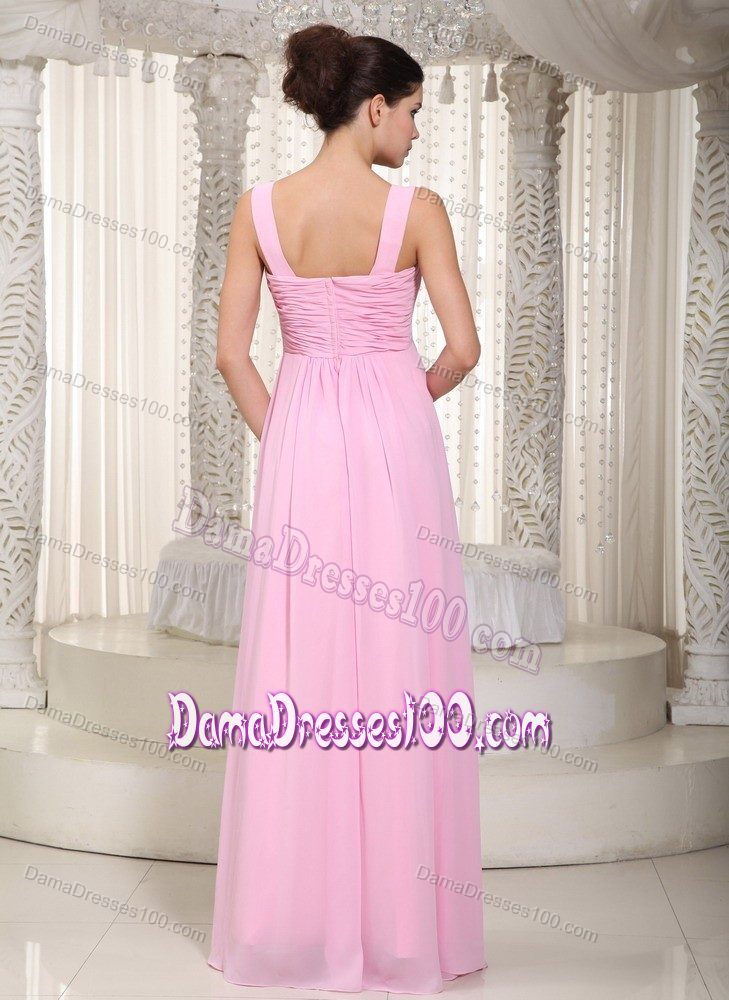 Baby Pink Empire Straps and Twisted Bust Ruched 15 Dresses for Damas