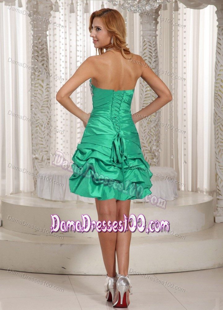 Green A-line Beaded Decorated Bust with Pick-ups 15 Dresses for Damas
