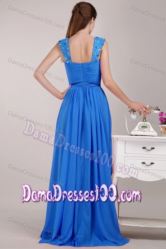 Aqua Blue Beading Straps and Twisted Bust Beading Dresses for Damas