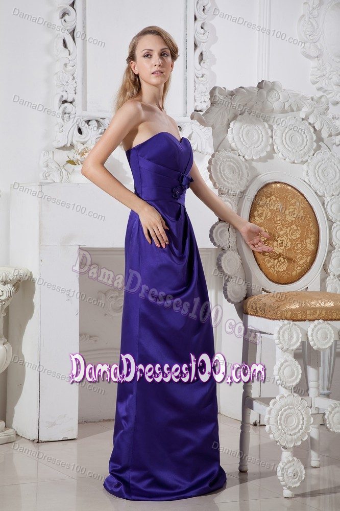 Purple A-line Sweetheart Hand Made Flowers Quinceanera Dama Dresses