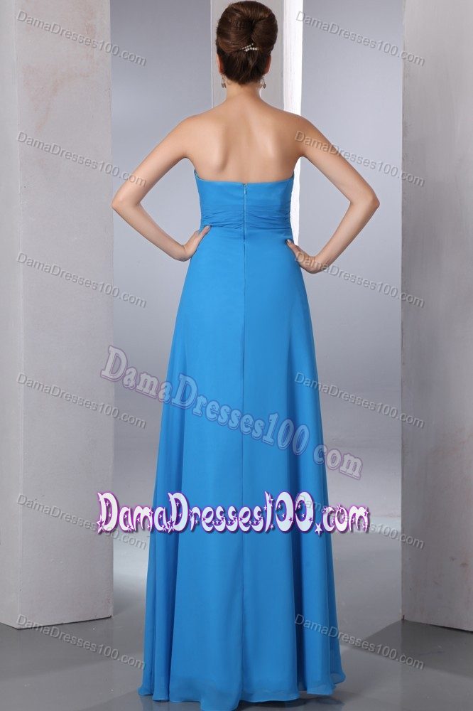 Teal Strapless Hand Made Flower and Ruching Quince Dama Dresses