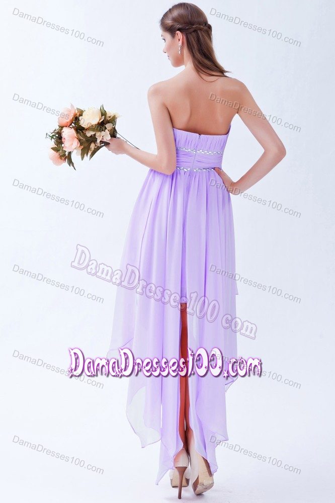 Lilac 15 Dresses for Damas Decorated with Handkerchief and Beading Sash