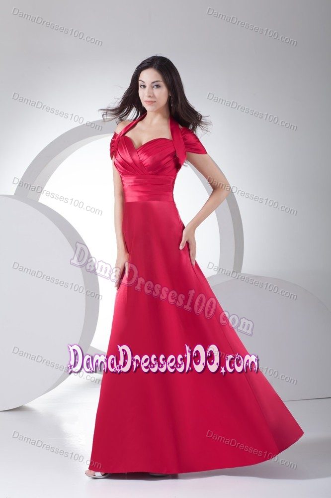 Halter and Ruched off the Shoulder Quinceanera Dama Dresses in Red