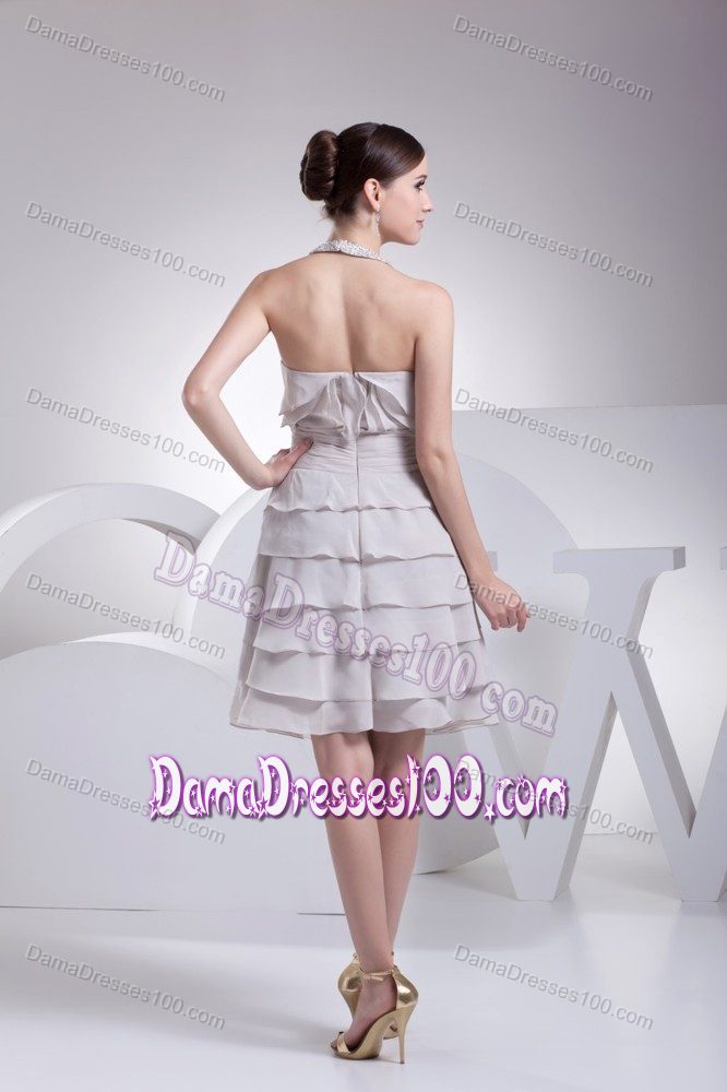 Tiers Ruffles and Ruched Dama Dresses for Quinceanera with Beaded Halter
