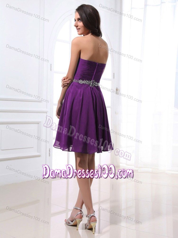 Fast Shipping Chiffon Purple Short Quince Dama Dress Under 150