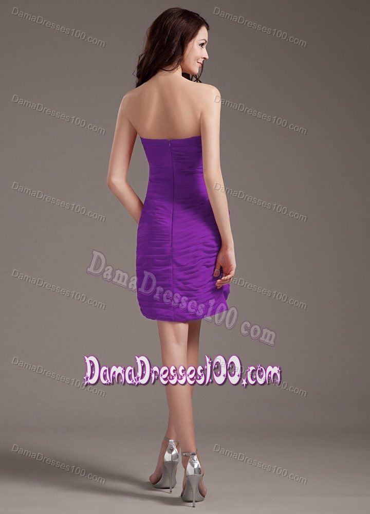 Plus Size Chiffon Beaded Purple Mini Quince Dama Dresses 2013