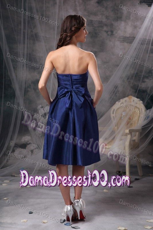 Simple Style Strapless Knee-length Blue Quince Dama Dresses