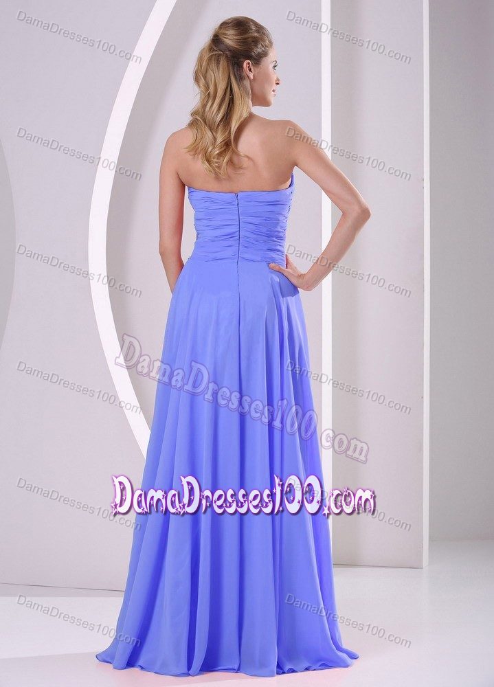 Cheap Brush Train Zipper-up Blue Dress for Damas with Beading