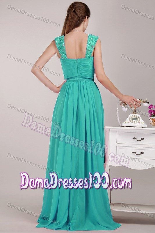 Brush Train Turquoise Formal 15 Dresses for Damas with Straps
