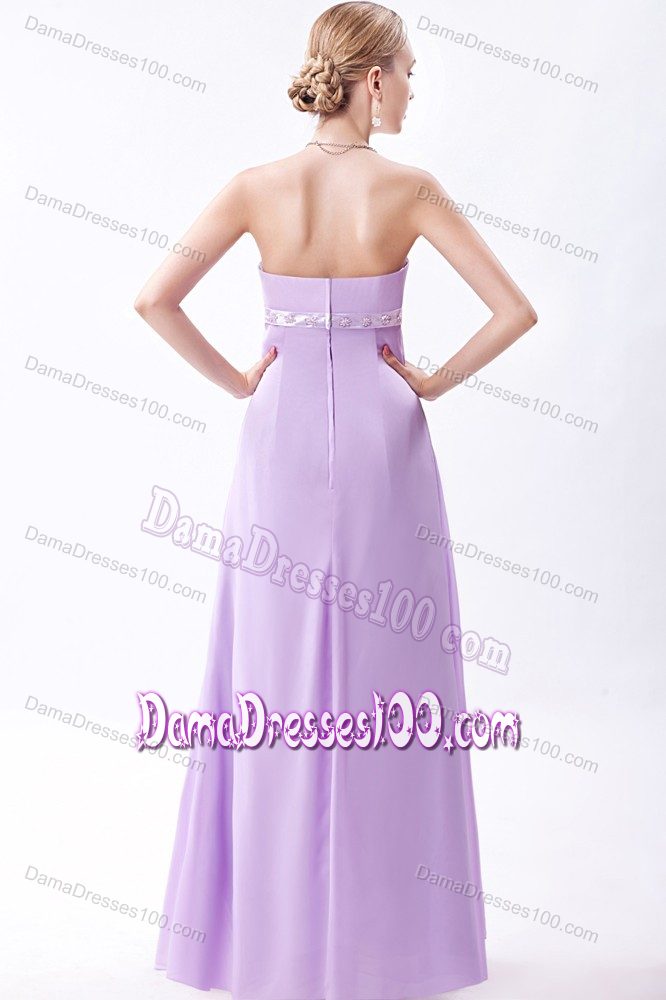 Empire Strapless Long Dama Dress for Quinceanera in Lavender